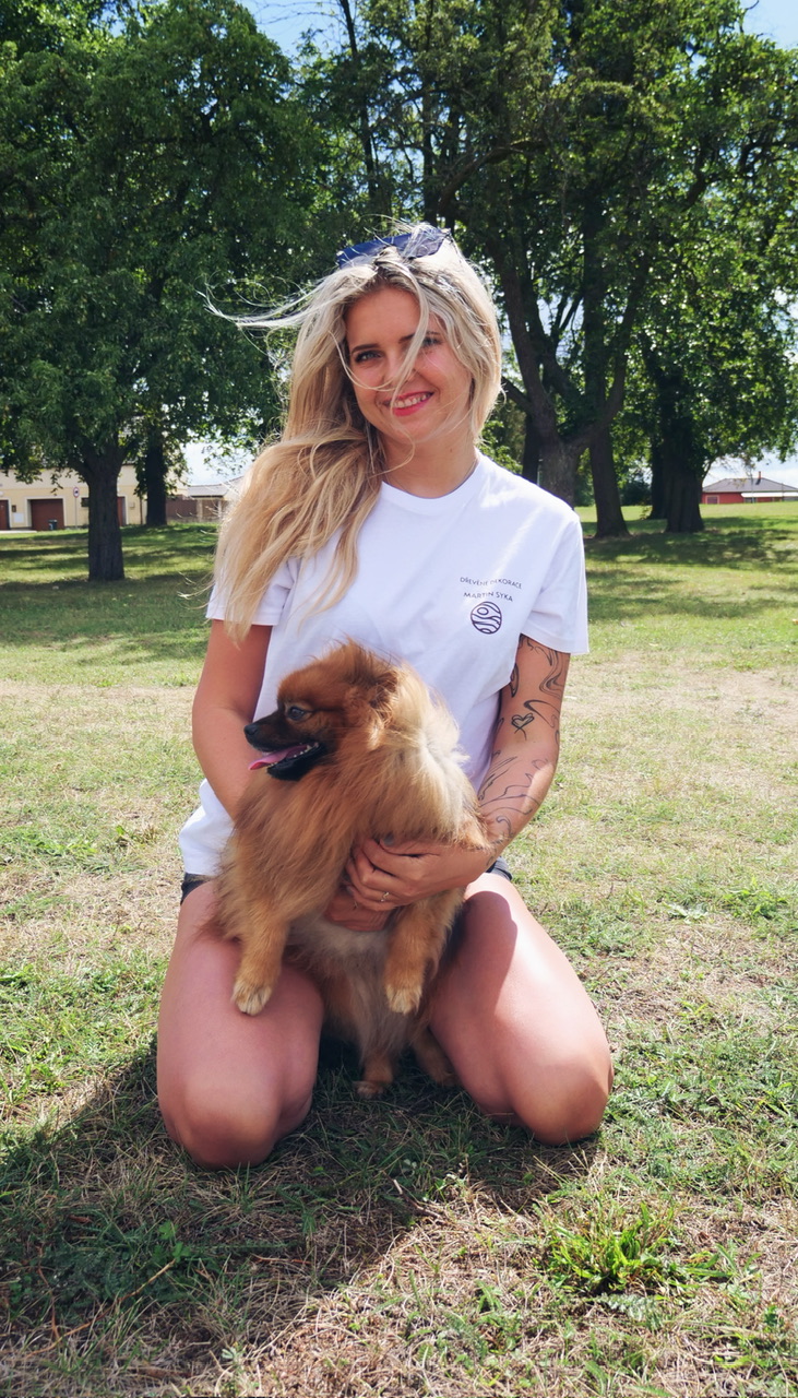 Woman with dog in park